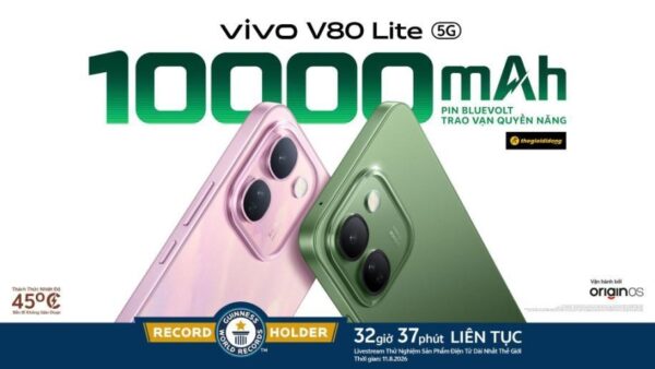 vivo V80 Lite 5G chính thức ra mắt: Mang điện thoại pin 10.000mAh đạt KỶ LỤC GUINNESS THẾ GIỚI™ đến với người dùng Việt